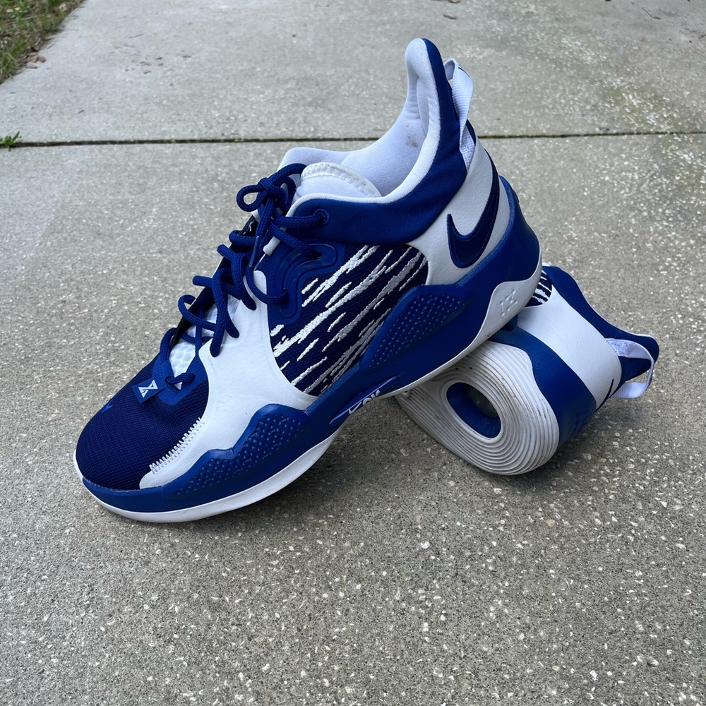 Nike PG 5 Paul George Blue White Low Top Basketball Sneakers DC6768-991 Size 15